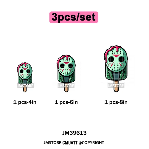 Scary Halloween Popsicles Horror Movie Killers Character Iron on DTF Washable Transfers Stickers Ready to Press for Textile Bags