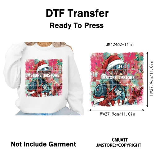 Funny Brushstroke Bubble Cartoon Christmas Killer Movie Xmas Iron on DTF Washable Transfers Stickers Ready to Press for Textiles