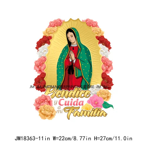 San Judas Tadeo Mexican Latin Culture Washable Decals Madre Mia Our Lady of Guadalupe DTF Transfers Stickers For Clothes Bags