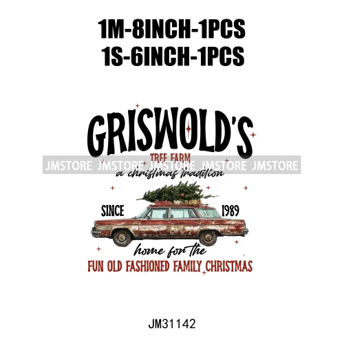 Hot Cocoa Weather Christmas Crew Griswold's Tree Farm Santa North Pole Iron On DTF Transfers Stickers Ready To Press For Hoodies