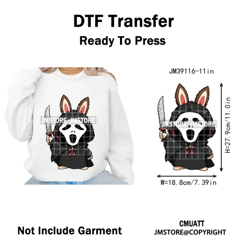 Cute Monster Cartoon Character Spooky Halloween Season Iron on DTF Washable Transfers Stickers Ready to Press for T-shirts Bags