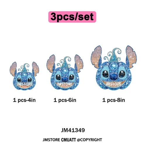 Cartoon Friends Character Faux Glitter Coquette Pumpkin Girly Halloween Iron on DTF Transfer Stickers Heat Press for Hoodies Bag