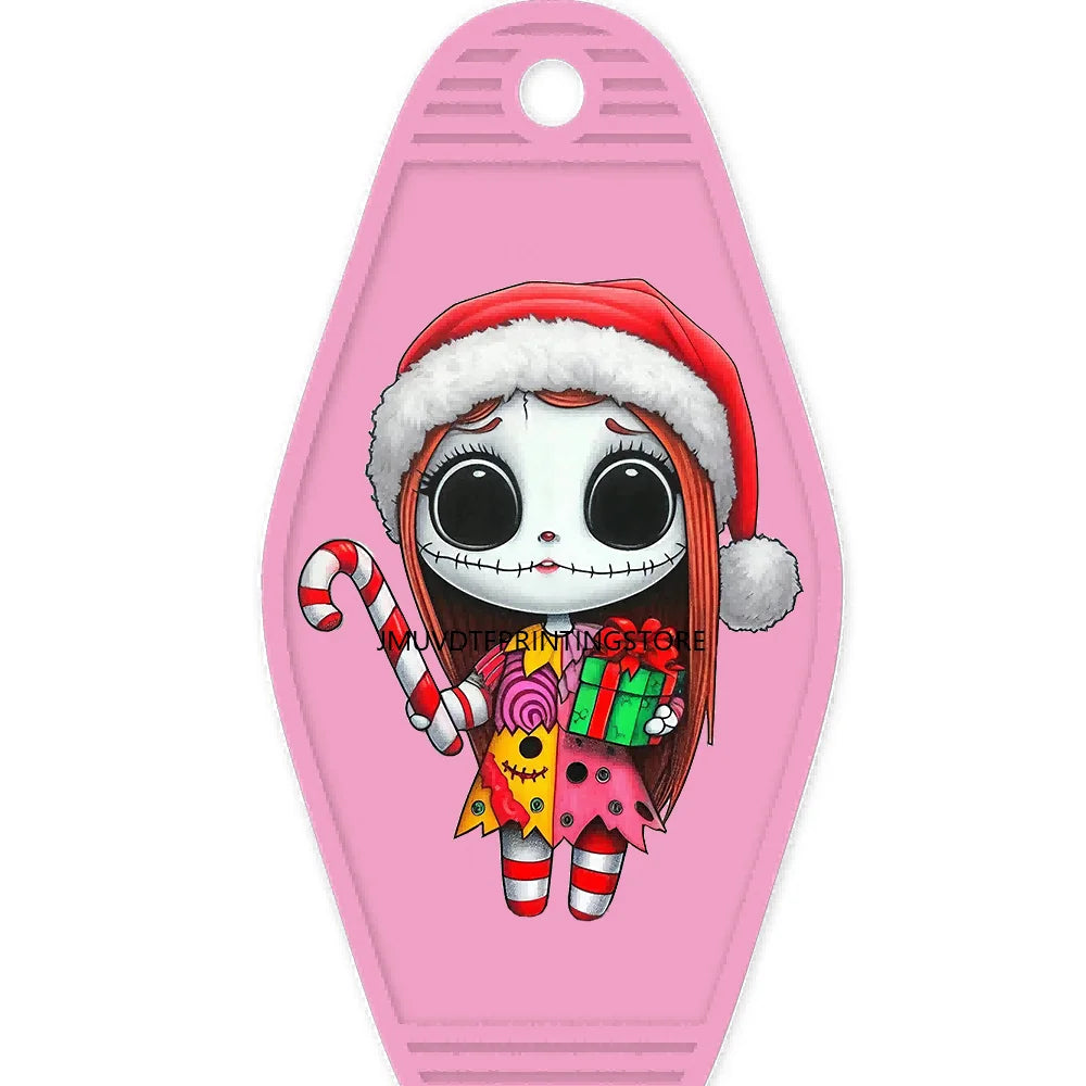 Christmas Cute Baby Green Guy With Santa Hat Gifts High Quality WaterProof UV DTF Sticker For Motel Hotel Keychain