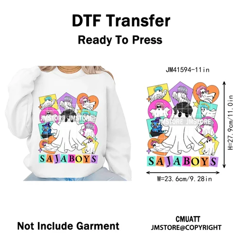 In My Boys Era Ghost Cartoon Anime Movie Kpop Halloween Vibes Iron on DTF Washable Transfers Stickers Ready to Press for Hoodies