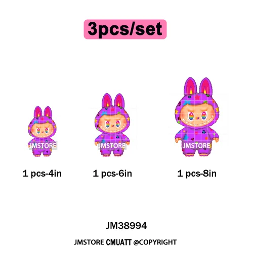 Colorful Monster Keychain Doll Character Designs Iron on DTF Washable Heat Transfers Stickers Ready to Press for T-shrits Bags