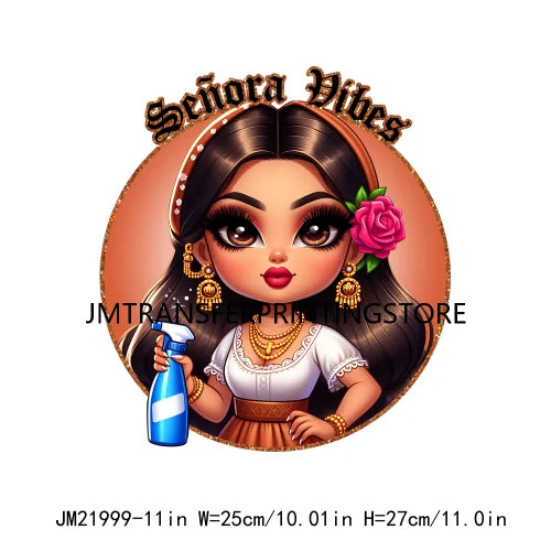 Funny Latina Chicano Mama Sayings Design Washable Chibi Women Style Mother DTF Transfer Stickers Ready To Press For T-shirts Bag