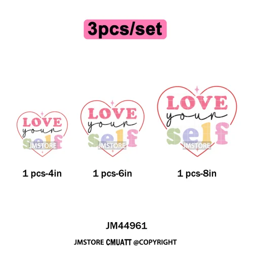 Self Love Club Mental Health Quotes Positive Inspirational Iron on Washable DTF Transfers Stickers Ready to Press for Clothing