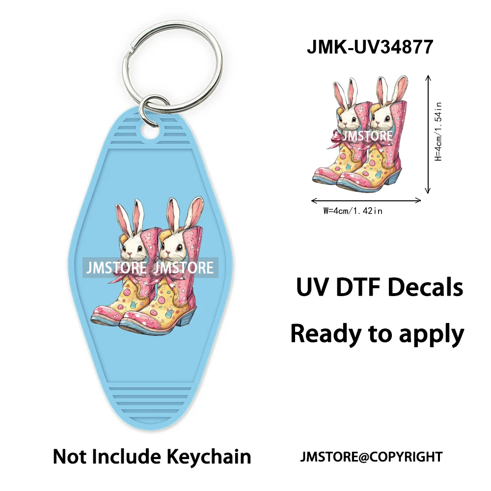 He is Risen Spring Easter Bunny Eggs Custom Logo WaterProof UV DTF Stickers For Motel Hotel Keychain Christian Easter Coquette