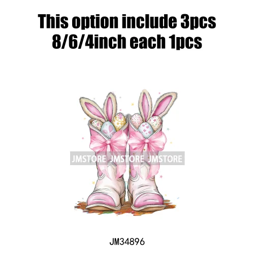 Happy Easter Day Cute Coquette Girl Kids Carrot Floral Bunny Eggs Iron On DTF Heat Transfers Stickers Ready To Press For Hoodies