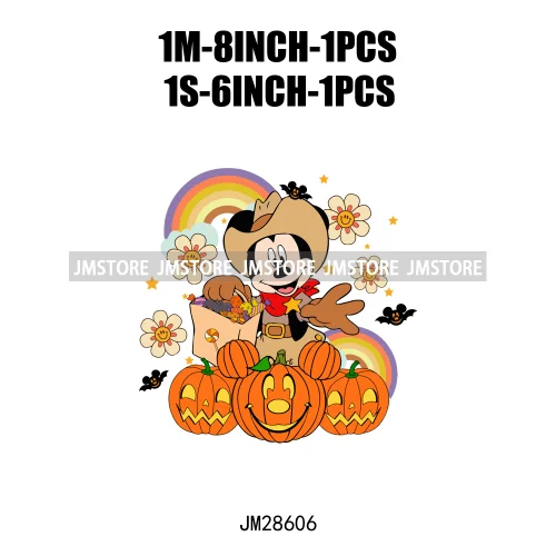 Happy Halloween Cartoon Animal Character Spooky Vibes Trick Or Treat Iron On DTF Transfer Stickers Ready To Press For Sweatshirt