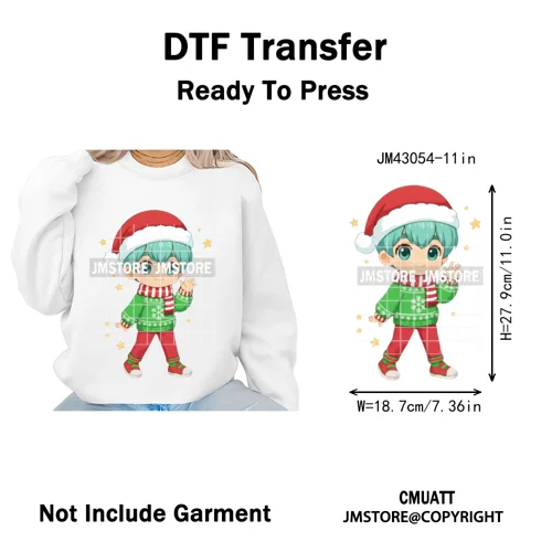 Cartoon Kpop Demon Music Anime Girly Merry Christmas Iron on Washable DTF Heat Transfer Stickers Ready to Press for T-shirts Bag