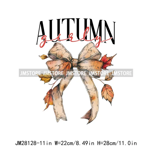 Pumpkin Season Autumn Coquette Bow Girly Cozy Fall Vibes Decals DTF Iron On Transfers Stickers Ready To Press For Hoodies Bags