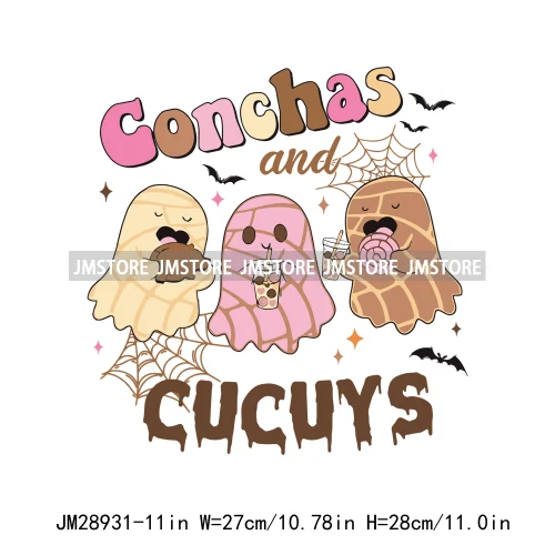 Cute Aqui Espantan Mexican Ghost Creepy Conchita Era Conchas And Cucuys Iron On DTF Transfer Stickers Ready To Press For Hoodies