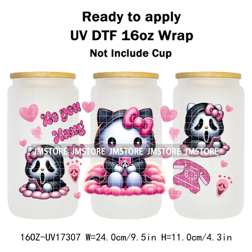 Halloween Wednesday Cartoon Horror Movies UV DTF Stickers Ready To Apply Cup Wrap Custom Labels DIY Craft For Libbey Can Glass