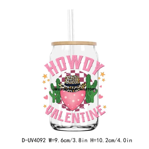 Love Cowboy Western Valentine Vibe 16OZ UV DTF Cup Wrap Transfers Stickers Custom Label DIY Waterproof Logo For Libbey Glass Can