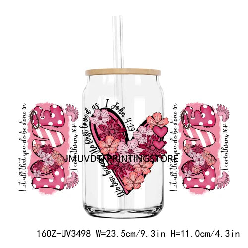 Valentine's Day Skull Skeletion Flower UV DTF Sticker For 16OZ Libbey Glass Cup Can Wrap Transfer Sticker Custom Labels DIY Logo