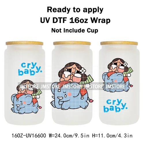 Floral Monsters Cartoon Characters UV DTF Wraps Transfer Stickers Waterproof Logo High Quality For 16OZ Libbey Glass Can Tumbler