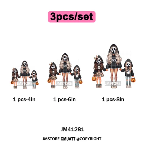 Spooky Halloween Scary Ghost Pumpkin Mama Kids Family Love Iron on Washable DTF Transfers Stickers Ready to Press for Textile