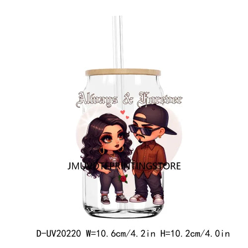 Old School Cholo Couple UV DTF Transfer Stickers Decals For Libbey Cold Cups Mugs Tumbler Waterproof DIY Logo Chicano Valentines