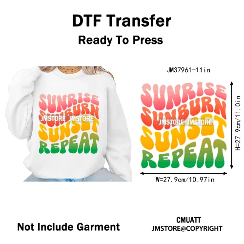 Hello Summer Beach Vibes Stay Cool Live In Sunshine Hot Mom Cowgirl Iron on DTF Transfers Stickers Ready to Press for T-shirts