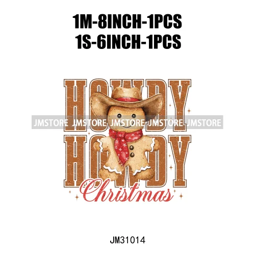 Funny Howdy Christmas Western Cowboy Highland Cow Gingerbread Boots Iron On DTF Transfers Stickers Ready To Press For T-shirts