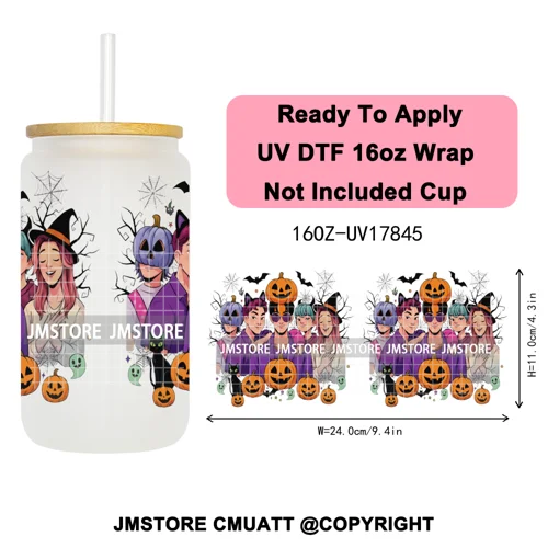 Kpop Movie Demon Hunters Boo Halloween Pumpkin Party 16OZ UV DTF Cup Wraps Ready To Apply Transfer Stickers For Libbey Glass Can
