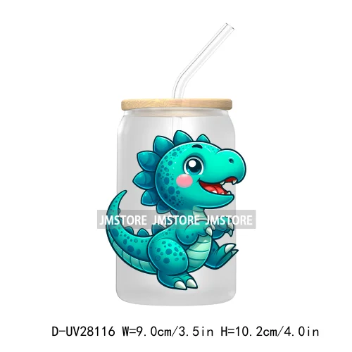 Cute Baby Dinosaur Kids Gift UV DTF Transfer Stickers Decals For Libbey Cold Cups Mugs Tumbler Waterproof Craft Cartoon Animals