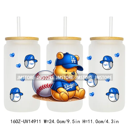 Baseball Sport Cartoon Characters UV DTF Wraps Transfer Sticker Ready To Apply Waterproof Logo For 16OZ Libbey Glass Can Tumbler