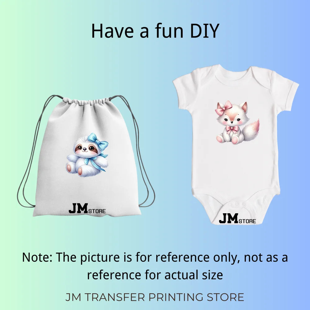 15cm 5.9in Creative Bow Sheep Tiger Animal Iron On Heat Transfer Sticker For Clothes Printed Thermal Washable T-Shirt Applique