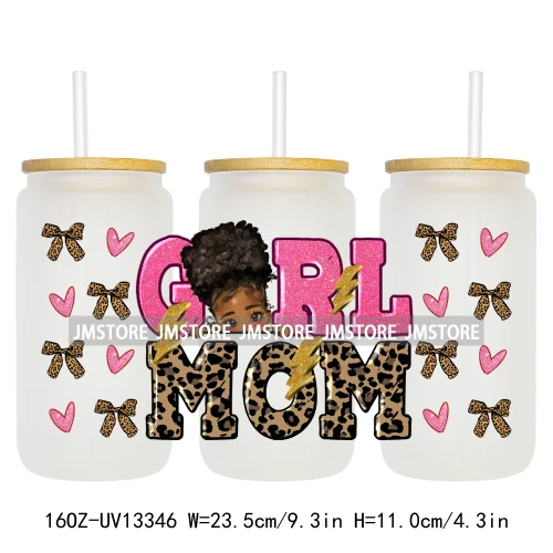 Coquette Afro Black Dope Autism Mama Cat Dog Mom UV DTF Sticker For 16OZ Libbey Glass Cup Can Wrap Waterproof Transfer Stickers