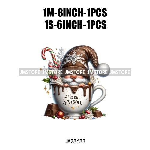 Winter Hot Cocoa Boy Cozy Gnomes Coffee Mug Tis The Season Happy Christmas Iron On DTF Heat Press Transfers Stickers For Clothes