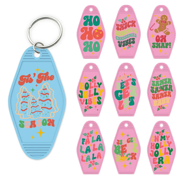 New Christmas Holiday Vibes Gifts High Quality WaterProof UV DTF Sticker For Motel Hotel Keychain