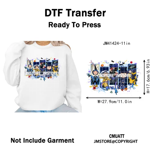 Funny Cartoon Movie Character Halloween Pumpkin Coquette Iron on DTF Washable Heat Transfer Stickers Ready to Press for Clothes