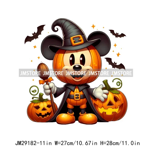 Cartoon Halloween Scary Cute Horror Characters Pumpkin Fall Vibes DTF Iron On Transfers Stickers Ready To Press For Clothing