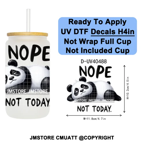 Funny Animal Quotes Sarcastic Dogs UV DTF Transfer Stickers Decals Ready To Apply Waterproof For 16OZ Libbey Glass Can Tumbler