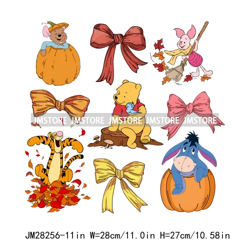 Cartoon Princess Cute Animal Coquette Fall Season Autumn Pumpkin Spice Iron On DTF Transfers Stickers Ready To Press For Clothes