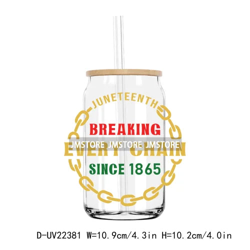 Stepping Into Juneteenth Black History Month UV DTF Transfer Stickers Decal For Libbey Cold Cup Mug Tumbler Waterproof DIY Craft