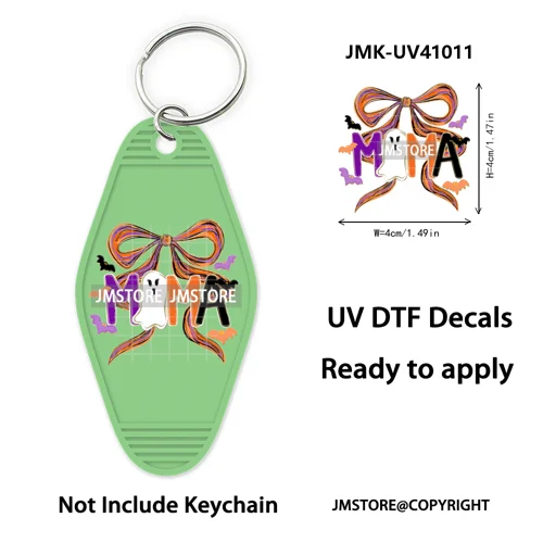 Mama Mini Halloween Spooky Ghosts UV DTF Motel Keychain Decal Ready To Ship Durable Transfer Stickers Prints For Hotel Keychain