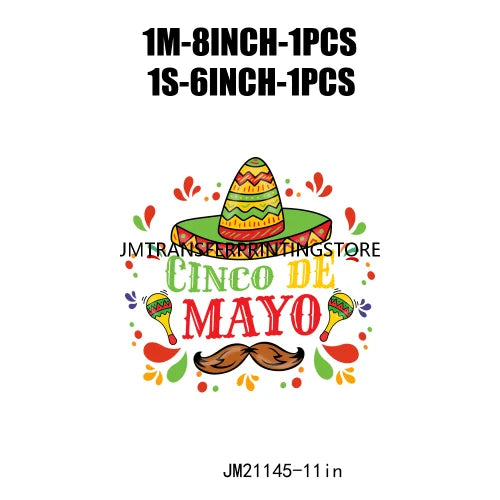 Cinco De Mayo Sugar Skull Let's Fiesta Designs Taco Tuesday Squad Mexican Party Tis The Season DTF Transfer Stickers For Clothes