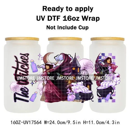 Movies Characters Horror Halloween Cartoon 16OZ UV DTF Cup Wraps Ready To Apply Waterproof Transfer Sticker For Libbey Glass Can