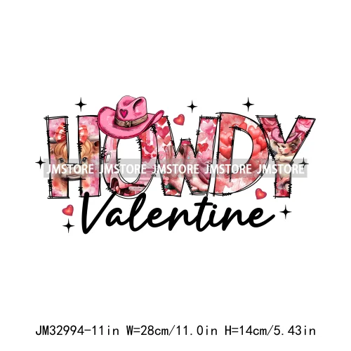 Pink Howday Highland Cow Dog Coquette Bow All Booked for Valentines Day Iron On DTF Transfer Stickers Ready To Press For Hoodies