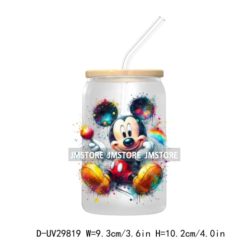 New Trendy Cartoon Mouse Couple Watercolor UV DTF Transfer Sticker Decals For Libbey Cold Cups Mugs Tumbler Animal Kingdom Vibes