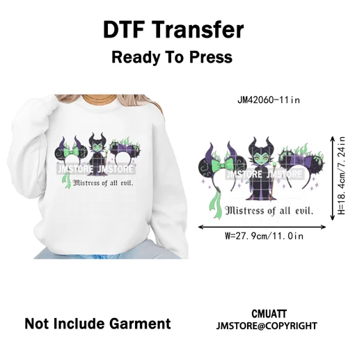 Movie Cartoon Character Coquette Kids Love Girly Halloween Iron on DTF Washable Transfers Stickers Ready to Press for Clothing