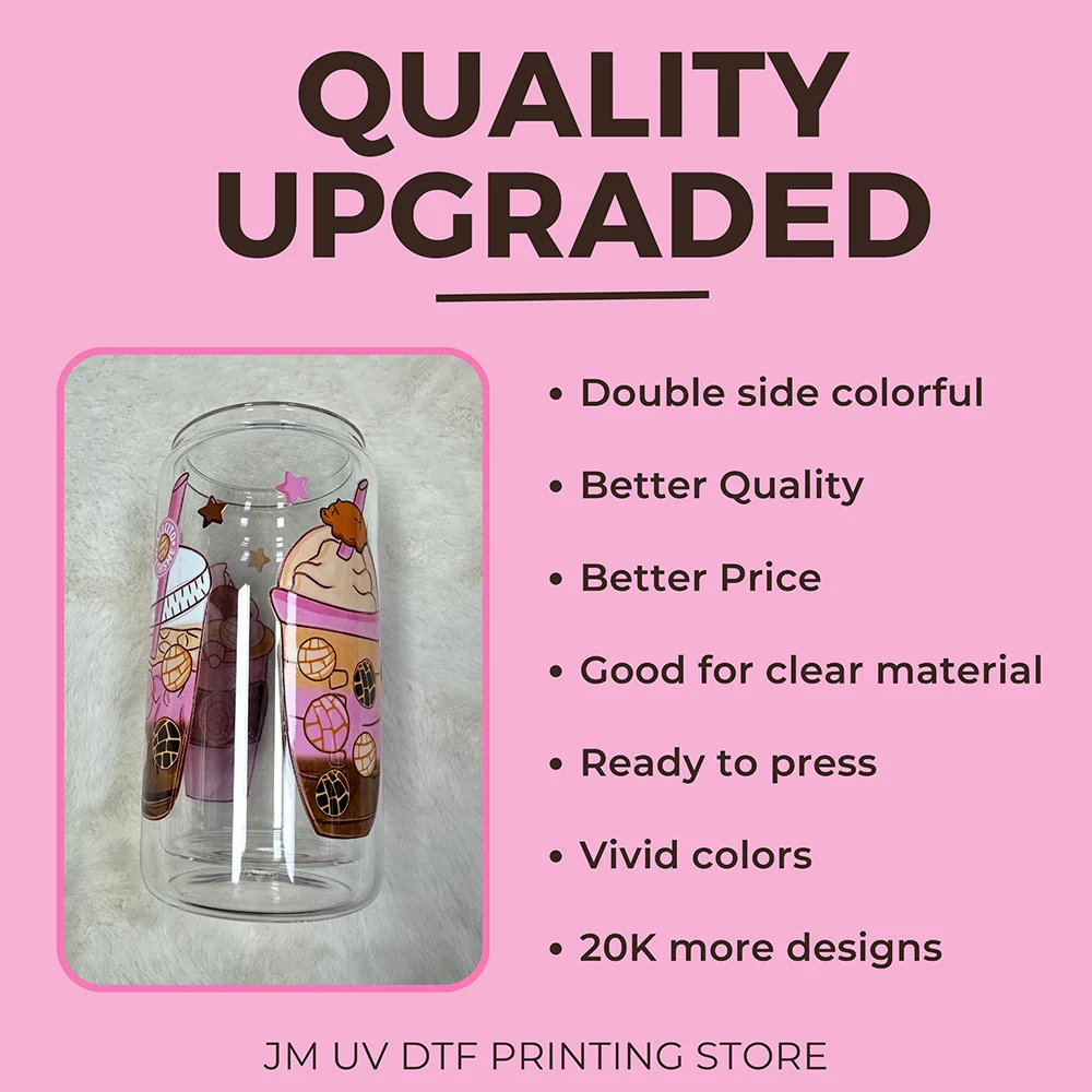 Cute Cartoon Couple XOXO Valentine's Day UV DTF Cup Wrap Transfer Stickers For 16OZ Libbey Glass Can Cupid Vibes Love Hearts