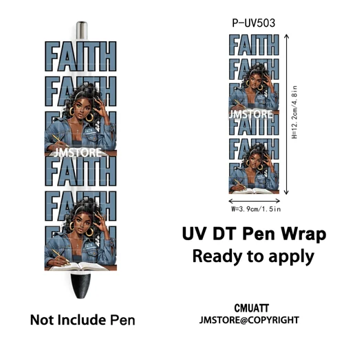 Black Girl Praying Afro Women Faith UV DTF Pen Wraps Ready To Apply Transfer Sticker Print Waterproof High Quality UV DTF Decal