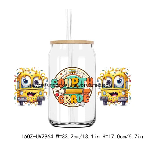 Back To School Grade Kindergarten 16OZ UV DTF Cup Wrap Transfers Stickers Custom Labels DIY Waterproof Logo For Libbey Glass Can