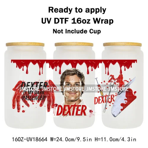 Halloween Nightmare Spooky Season 16OZ UV DTF Cup Wraps Ready To Apply Waterproof Transfer Stickers For Libbey Glass Can Tumbler