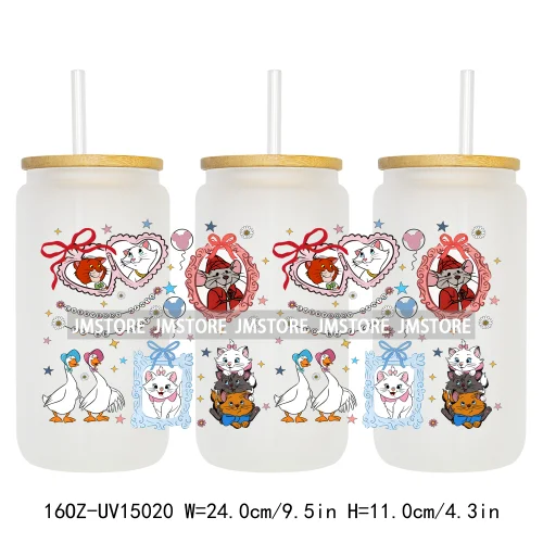 Magical Mirror Cartoon Coquette Bow 16OZ UV DTF Cup Wraps Ready To Apply Waterproof Transfer Stickers For Libbey Glass Can Mugs