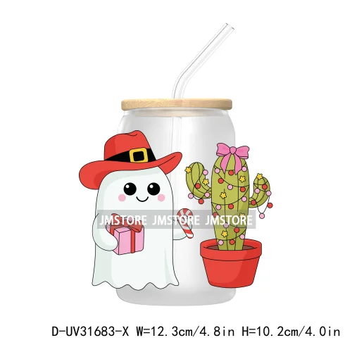 Hot Cocoa Season Western Howdy Ghost Christmas Custom UV DTF Sticker Decals For Libbey Cold Cups Mugs Tumbler Transfer Stickers