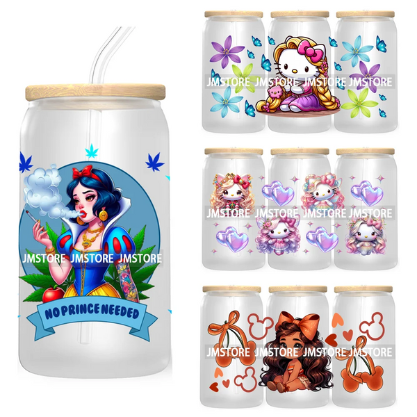 Best Friends Princess Coquette Bow UV DTF Sticker For 16OZ Libbey Glass Cup Can Wrap Transfer Stickers Custom Label Logo Cartoon